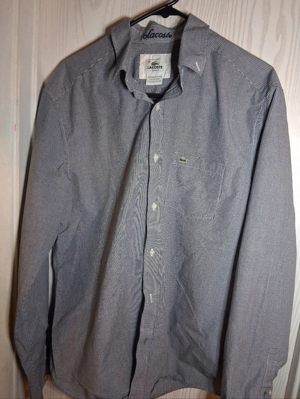 Lacoste Men's Gray Micro-Striped Button-Down Shirt